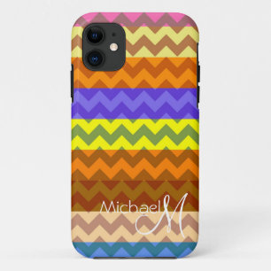 Custom Monogram Chevron Zigzag 7 iPhone 11 Case