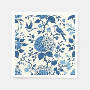 Custom Monogram Chinoiserie Blue and White  Napkin