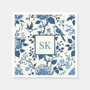 Custom Monogram Chinoiserie Chic, Hydrangeas  Napkin