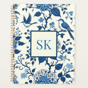 Custom Monogram Chinoiserie Chic, Hydrangeas Planner