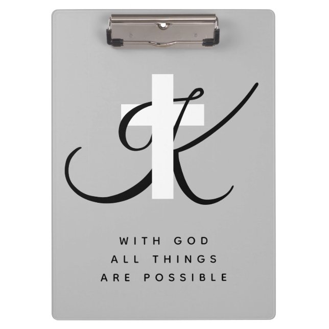 Custom monogram Christian faith cross symbol Clipboard (Front)