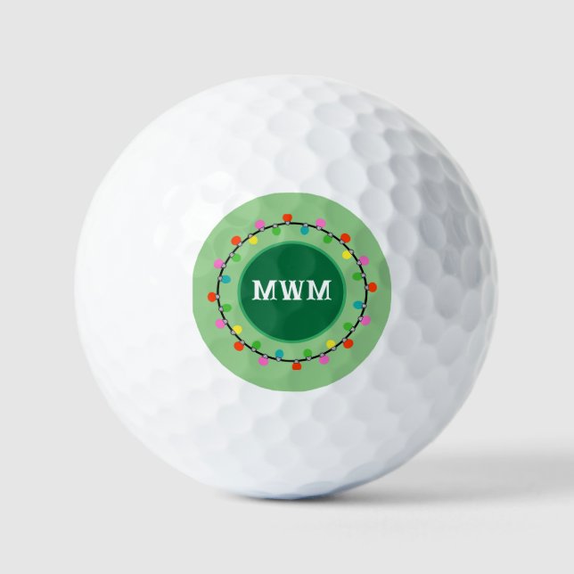 Custom Monogram Christmas Lights Golf Ball (Front)