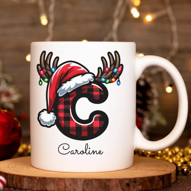 Custom Monogram Christmas Mug Gift for Him or Her (Personalized Christmas Mug – Custom Monogram Holiday Gift for Family, Coworkers, Friends, or Her)