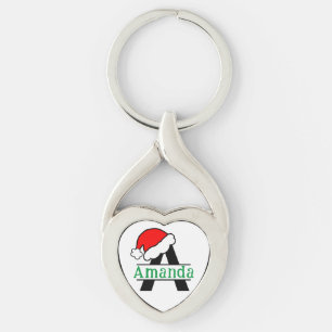Custom Monogram Christmas Personalised Monogrammed Key Ring