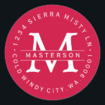 Custom Monogram Christmas Return Address Label II<br><div class="desc">Customise with your Monogram. Circular Type on round Return Address Label. All text is customisable.  Please contact me with any questions or special requests.</div>