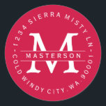 Custom Monogram Christmas Return Address Label II<br><div class="desc">Customise with your Monogram. Circular Type on round Return Address Label. All text is customisable.  Please contact me with any questions or special requests.</div>