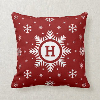 Custom Monogram Christmas Snowflake pillow