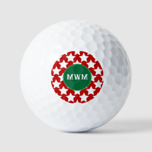 Custom Monogram Christmas Stars Golf Ball