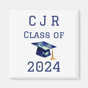 Custom Monogram Class of 2024 Blue & White Magnet