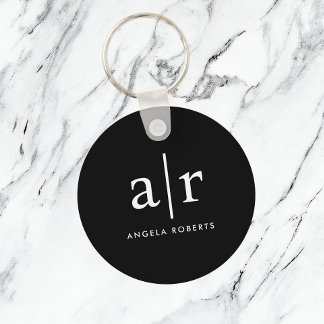 Custom Monogram | Classic Black Keychain