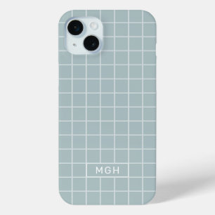 Custom Monogram & Colour Geometric Pattern iPhone 15 Mini Case