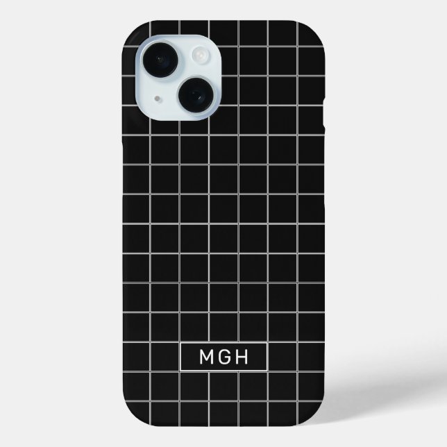 Custom Monogram & Colour Geometric Pattern Case-Mate iPhone Case (Back)