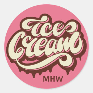 Custom monogram & colour Ice Cream stickers