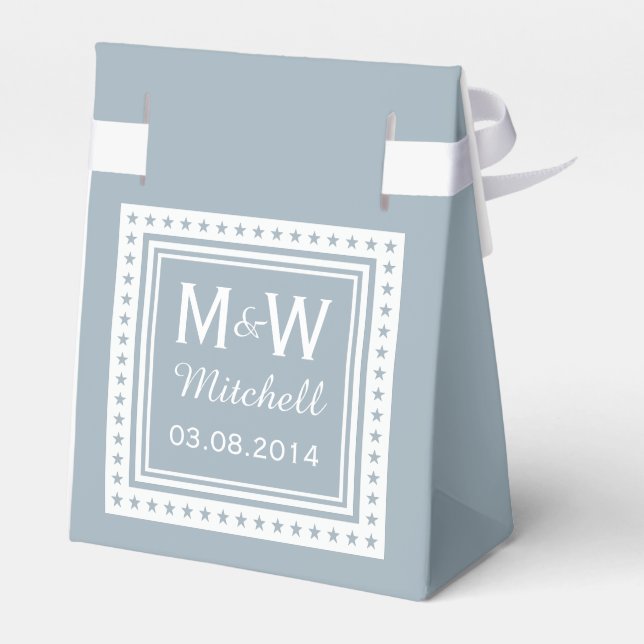 Custom monogram & colour wedding favour boxes (Back Side)