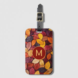 Custom Monogram Colourful Autumn Leaves Luggage Tag