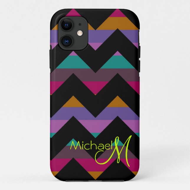 Custom Monogram Colourful Chevron Zigzag 5 Case-Mate iPhone Case (Back)