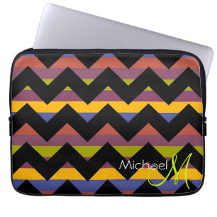 Custom Monogram Colourful Chevron Zigzag 5 Laptop Sleeve