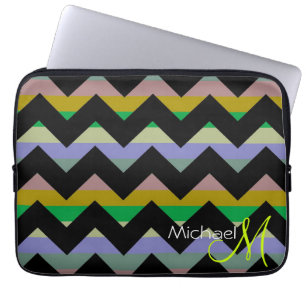 Custom Monogram Colourful Chevron Zigzag 7 Laptop Sleeve