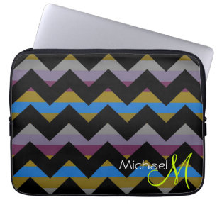 Custom Monogram Colourful Chevron Zigzag 9 Laptop Sleeve
