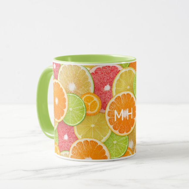 Custom Monogram Colourful Citrus Mug (Front Left)