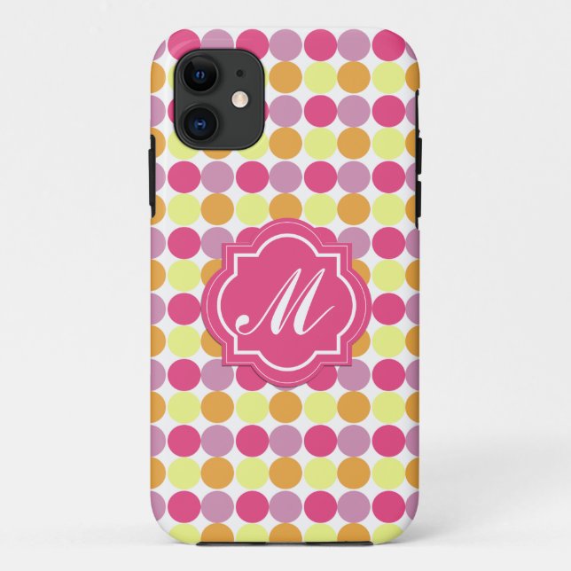 Custom Monogram Colourful Dots iPhone Case (Back)