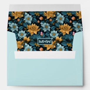 Custom Monogram Colourful Flower Pattern Envelope