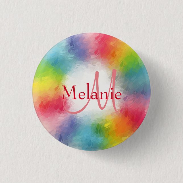 Custom Monogram Colourful Template Add Your Text 3 Cm Round Badge (Front)