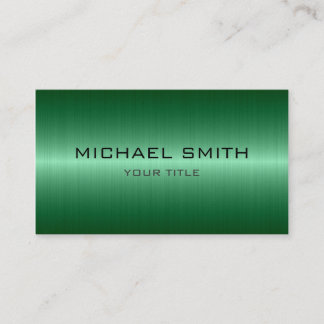 Custom Monogram Cool Green Stainless Steel Metal Business Card