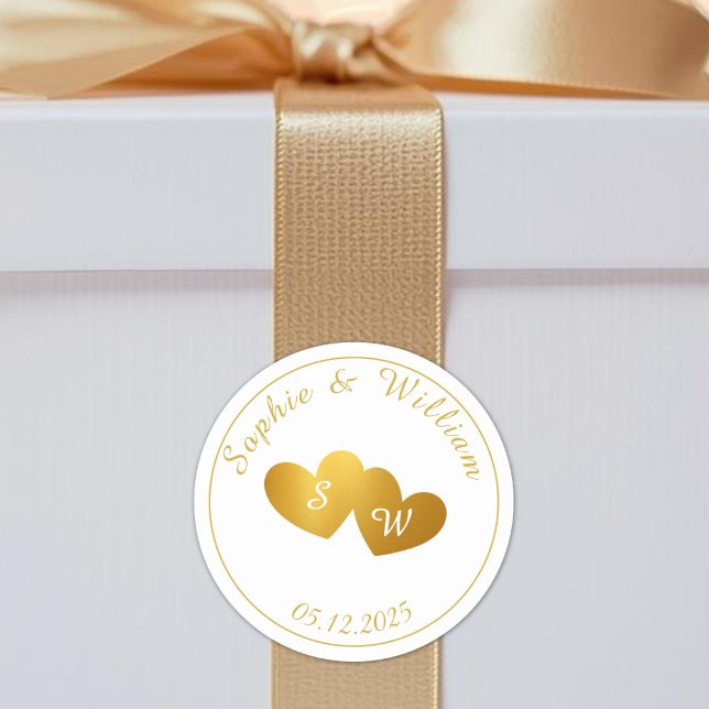 Custom Monogram Couples Initials Wedding Classic Round Sticker (Custom Monogram Couples Initials Wedding Classic Round Sticker)