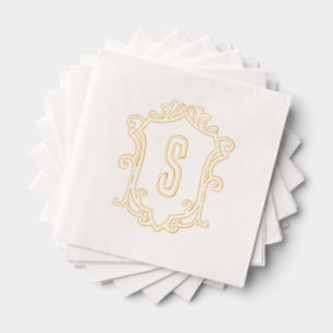 Custom Monogram Crest Gold Foil Stamped Napkins