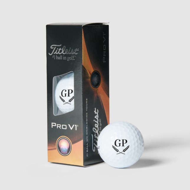 Custom monogram crest logo Titleist Pro V1 Golf Balls (Packaging)