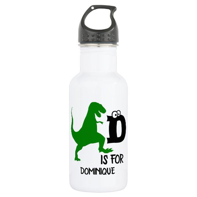 Custom monogram D is for Dinosaur cute T Rex 532 Ml Water Bottle (Front)