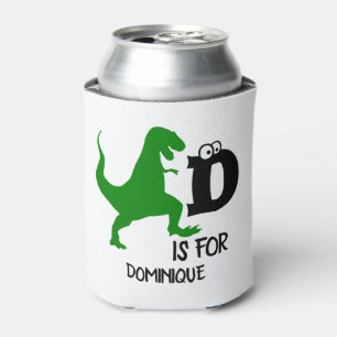 Custom monogram D is for Dinosaur cute T Rex Can Cooler