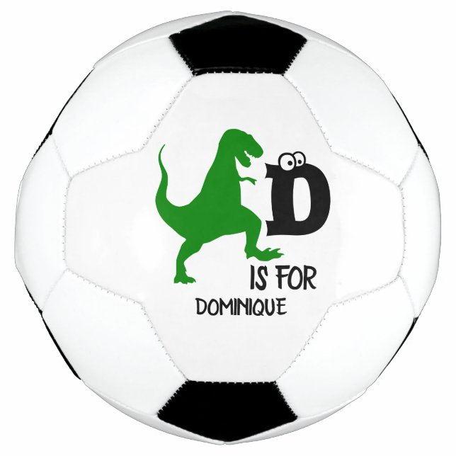 Custom monogram D is for Dinosaur cute T Rex Soccer Ball (Front)