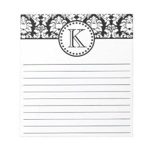Custom Monogram Damask Pattern Notepad