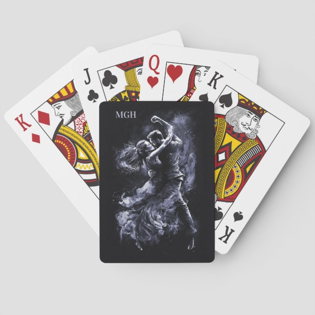 Custom Monogram Dancing Couple Playing Cards (Back)