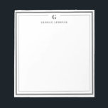 Custom Monogram Dark Gray Border Stationery  Notepad<br><div class="desc">Make a lasting impression with this elegant personalized stationery, featuring a bold dark gray monogram and name in classic serif type. Framed by a double-line border for a refined touch, this flat note card is perfect for thank you notes, personal messages, or professional correspondence. Ideal for gifting or adding a...</div>