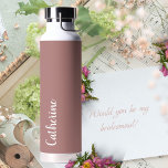 Custom monogram, deep pink with script monogram water bottle<br><div class="desc">Beautiful script typography and a modern dusty pink colour give this design a simple elegance. Ideal gift for her,  for a range of occassions including birthdays,  graduations,  bridesmaid proposals,  Mother's Day and more. She will love this practical gift with a personal touch!</div>