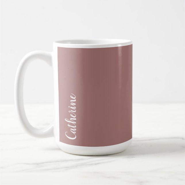 Custom monogram, deep pink with script typography coffee mug (Left)