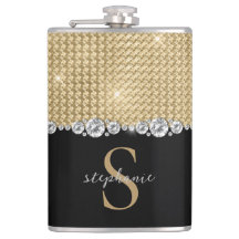 Custom Monogram Diamonds Gold Black Elegant Luxury