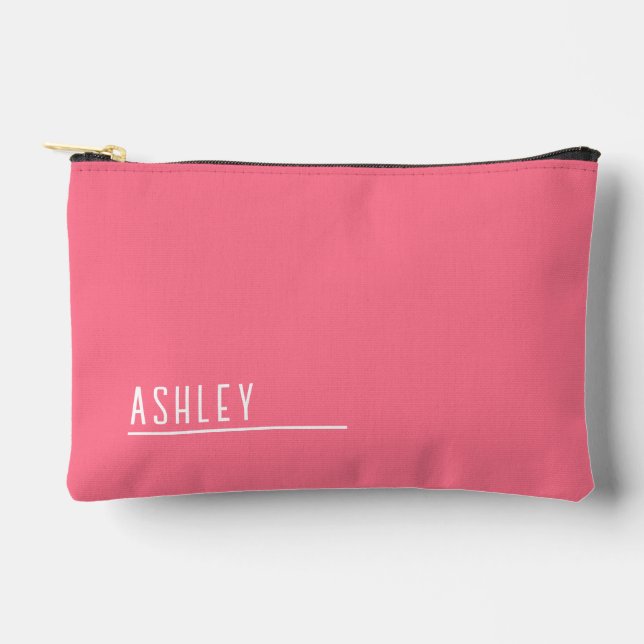 Custom monogram, dramatic pink new line accessory pouch (Front)