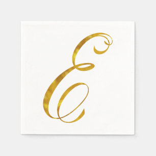 Custom Monogram E Faux Gold Foil Monograms Initial Napkin