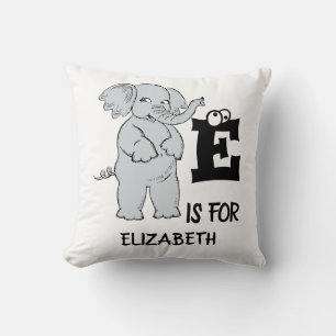 Custom monogram E is for cute colourful Elephant Cushion