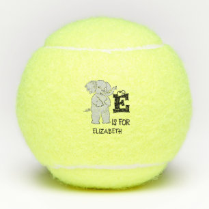 Custom monogram E is for cute colourful Elephant Tennis Balls