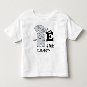 Custom monogram E is for cute colourful Elephant Toddler T-Shirt