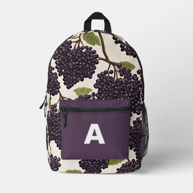 Custom Monogram Elderberry Elegance Backpack  (Front)