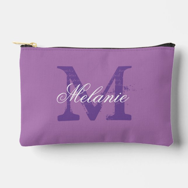 Custom monogram elegant purple cosmetic bag (Front)