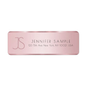 Custom Monogram Elegant Rose Gold Return Address Label