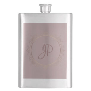 Custom Monogram Elegant Rose Gold Template Hip Flask