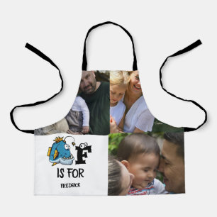 Custom monogram F is for Fish cartoon illustration Apron